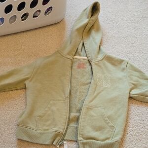 Green Hoodie with Peace Sign Embroidery